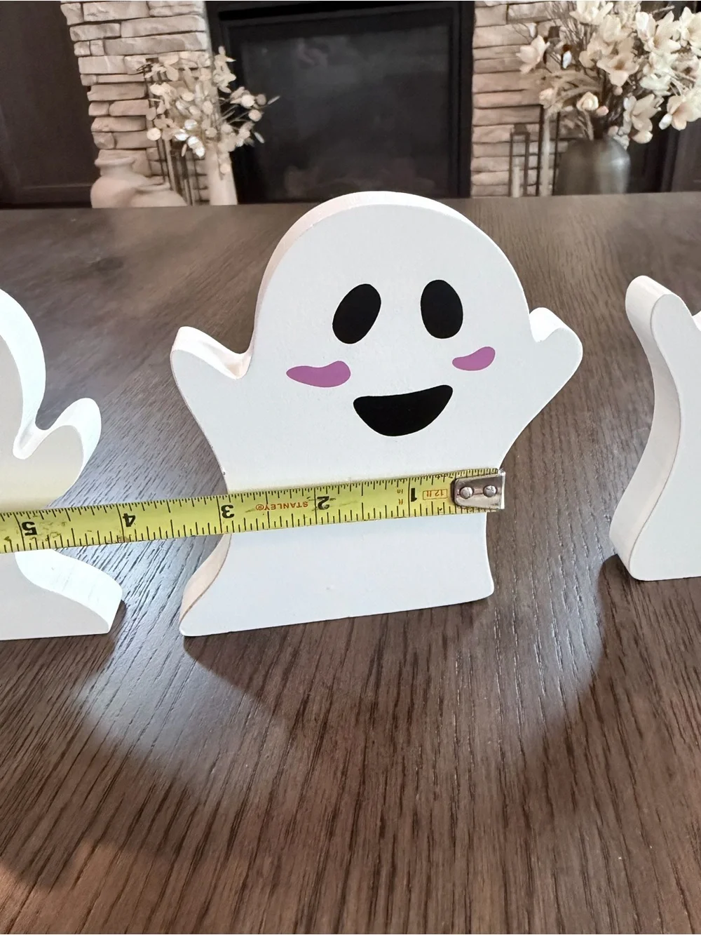 NWT White Ghost Tabletop Decor - Cute Halloween Party Decor - Set of 3 - Wooden